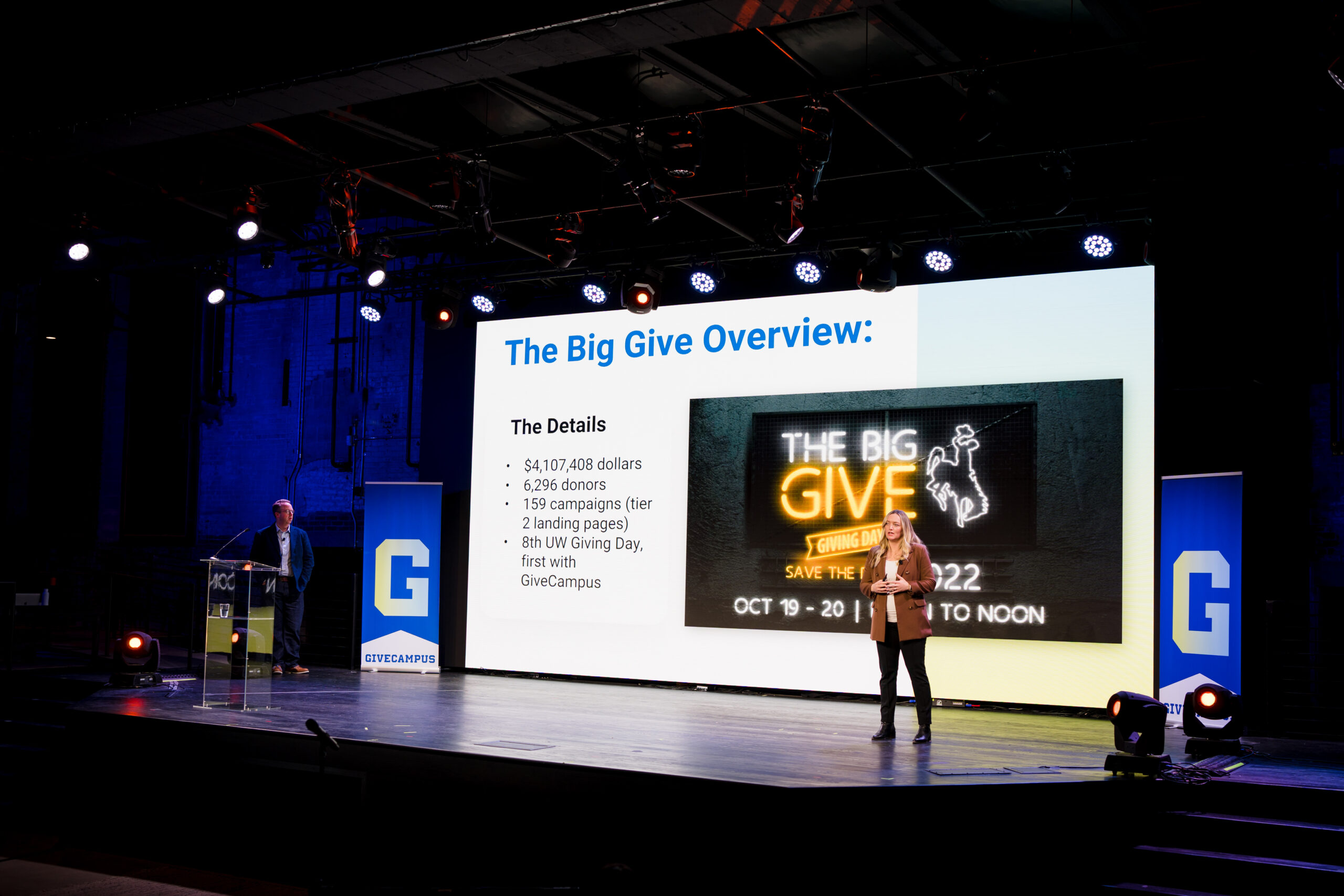 John Helmick and Clancee Rea present on the main stage at GCPC 2023.