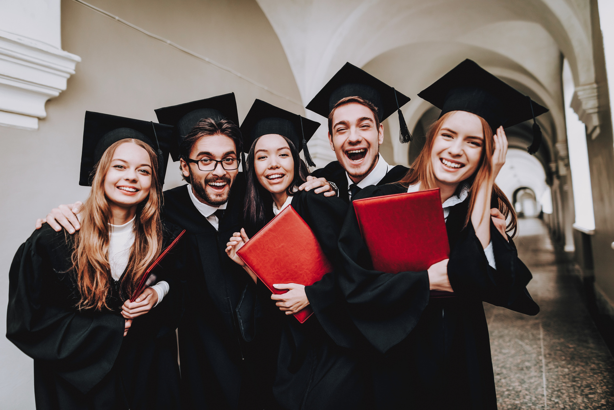 Group of graduates in caps and gowns