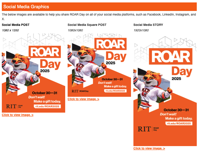 RIT Social Media Templates from their Giving Day