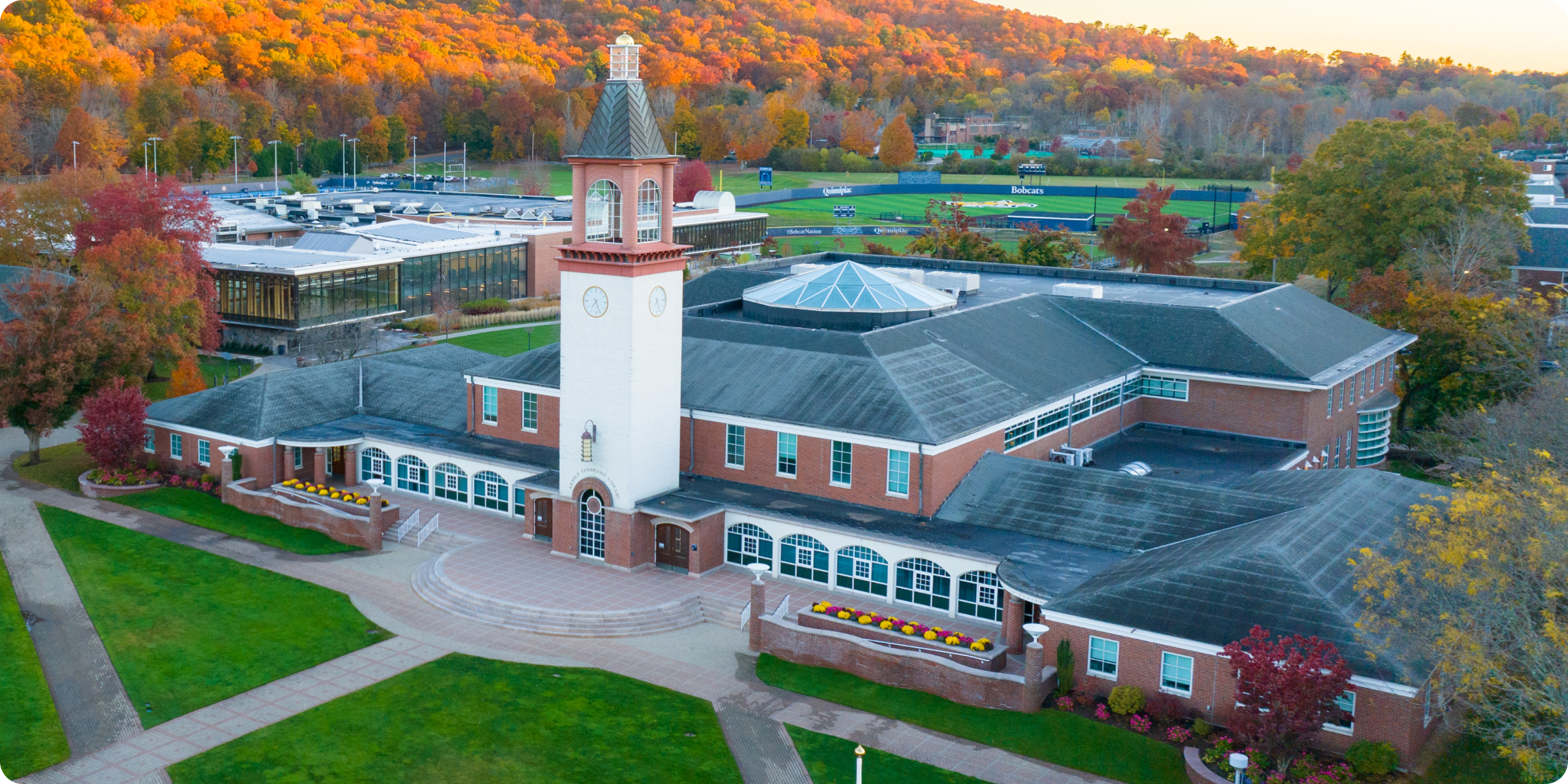 Aerial view of the Quinnipiac University campus.