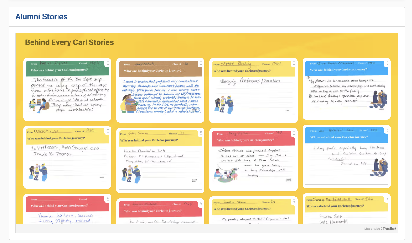 Alumni stories featured in Carleton College's FYE Campaign