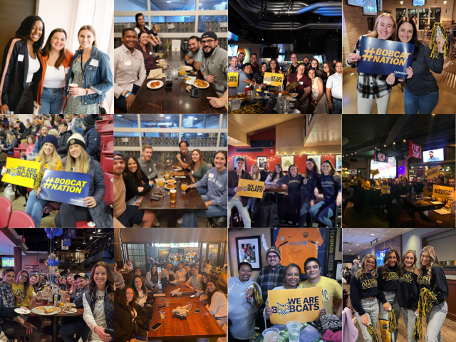 Composite of 12 photos from various events featuring members of Bobcat Nation.